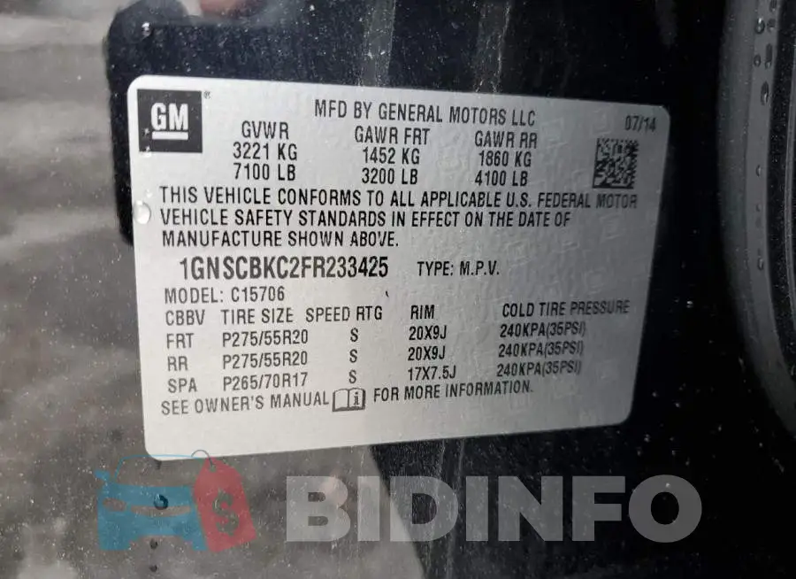 1GNSCBKC2FR233425 Photo# 12