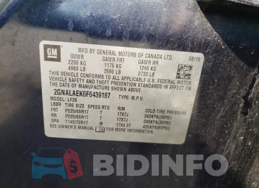 2GNALAEK6F6439187 Photo# 12
