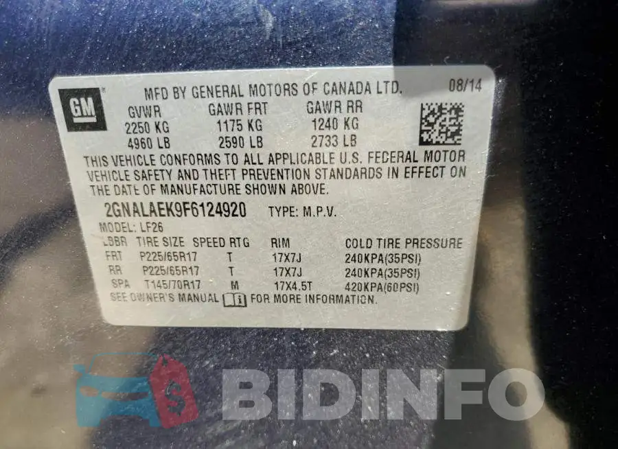 2GNALAEK9F6124920 Photo# 12