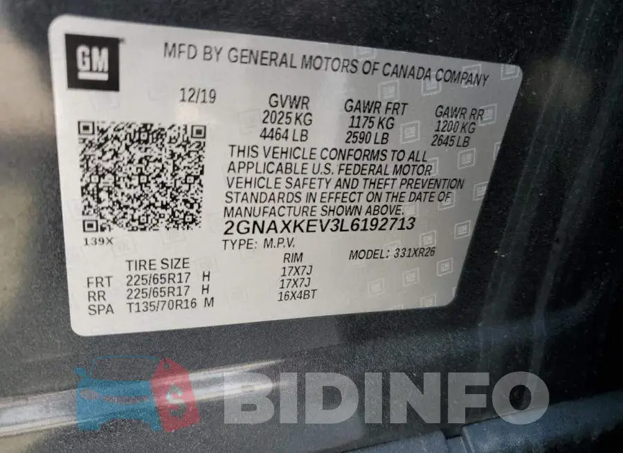 2GNAXKEV3L6192713 Photo# 12