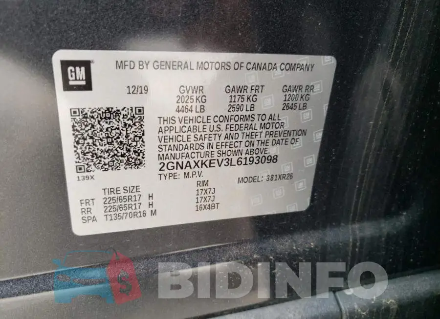 2GNAXKEV3L6193098 Photo# 10