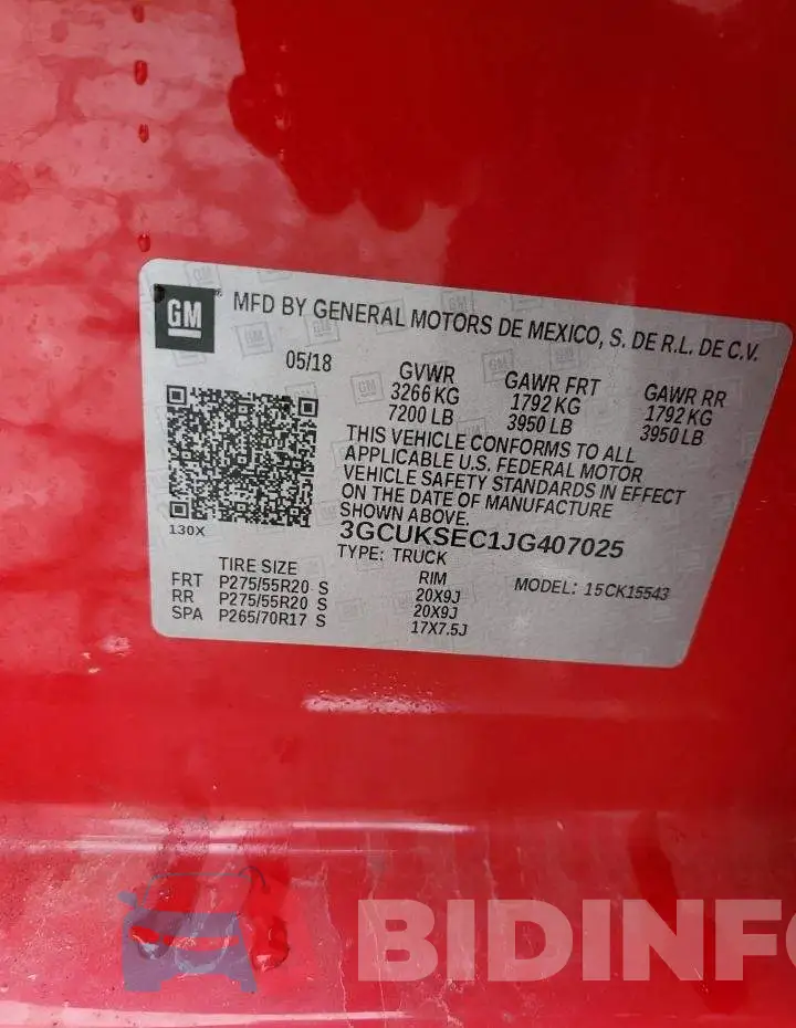 3GCUKSEC1JG407025 Photo# 13