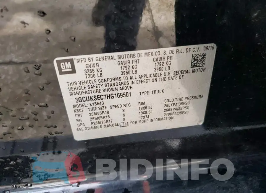 3GCUKSEC7HG169501 Photo# 12