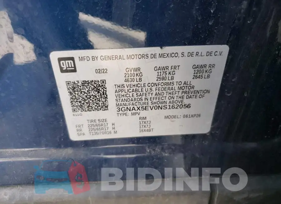 3GNAX5EV0NS162056 Photo# 13