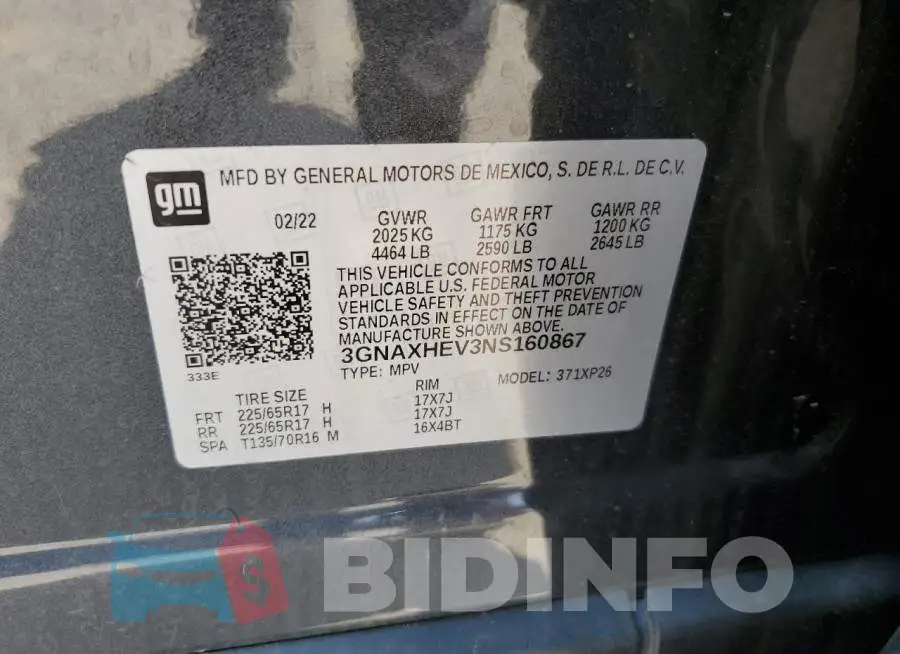 3GNAXHEV3NS160867 Photo# 14