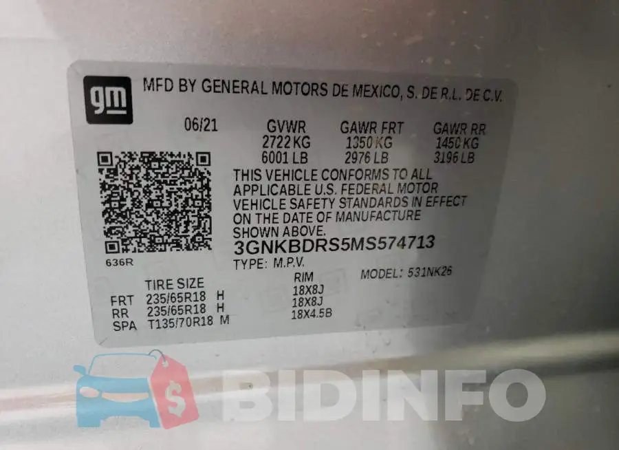 3GNKBDRS5MS574713 Photo# 13