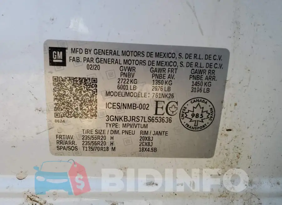 3GNKBJRS7LS653636 Photo# 13