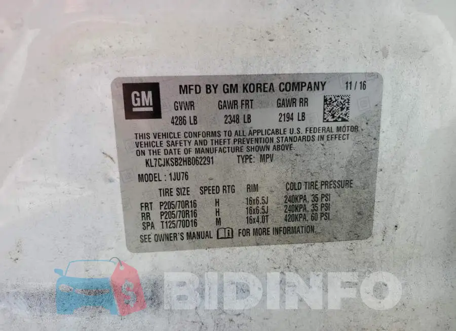 KL7CJKSB2HB062291 Photo# 12