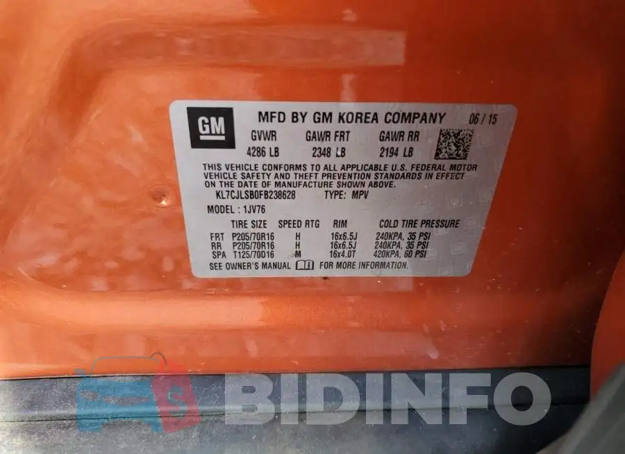KL7CJLSB0FB238628 Photo# 13