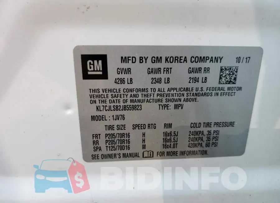KL7CJLSB2JB559823 Photo# 13