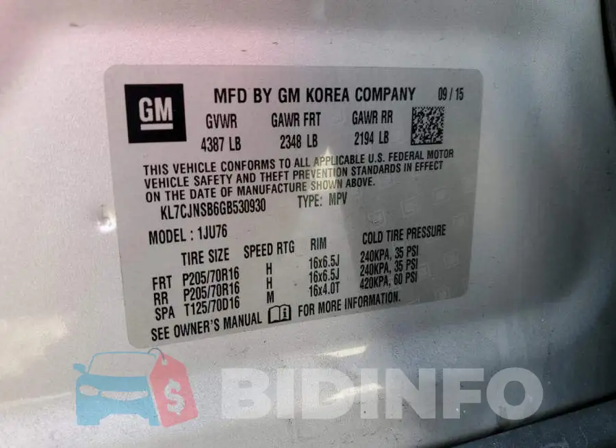 KL7CJNSB6GB530930 Photo# 13