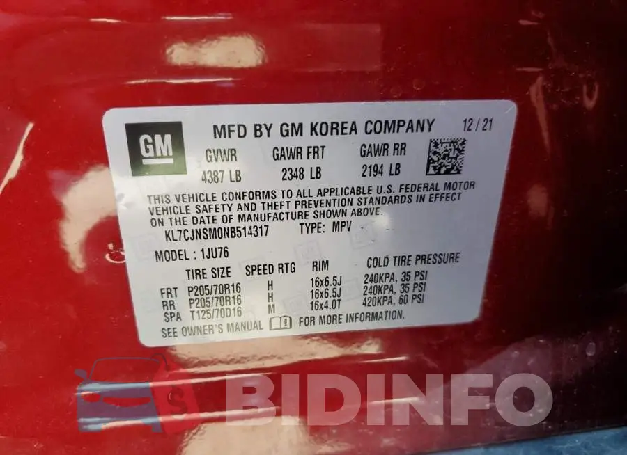 KL7CJNSM0NB514317 Photo# 13