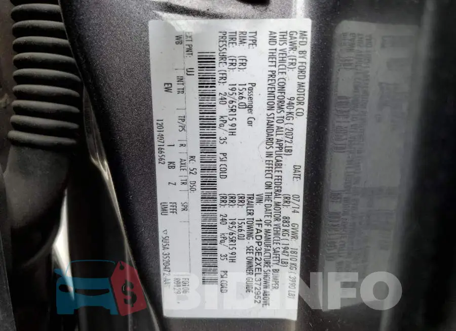 1FADP3E2XEL372952 Photo# 13