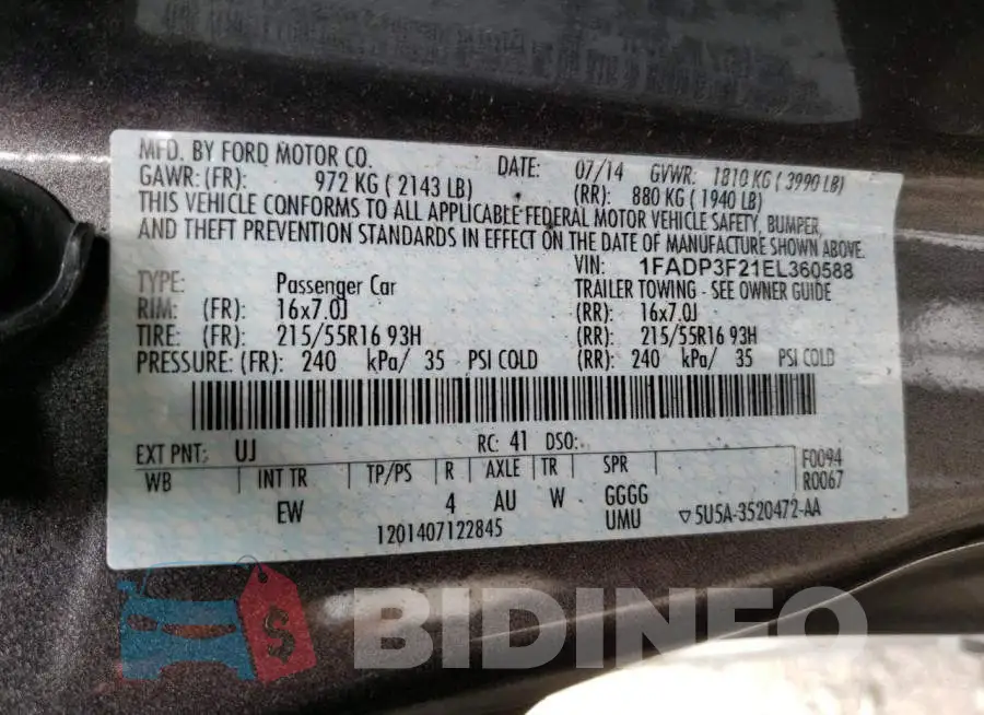 1FADP3F21EL360588 Photo# 13