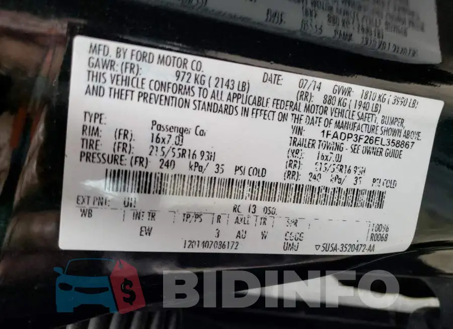 1FADP3F26EL358867 Photo# 12