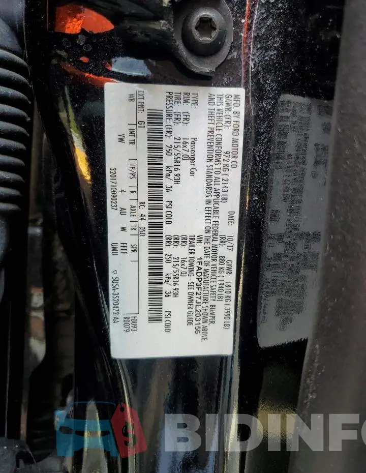 1FADP3F27JL203156 Photo# 13