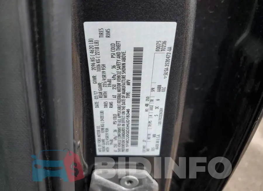 1FMCU0GDXHUD18346 Photo# 13