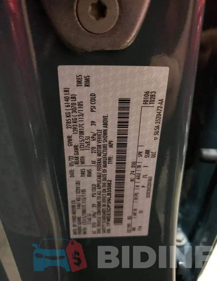 1FMEE5DP3NLB35082 Photo# 12