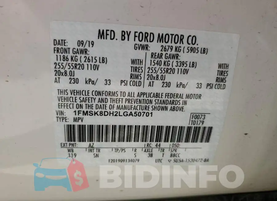 1FMSK8DH2LGA50701 Photo# 14