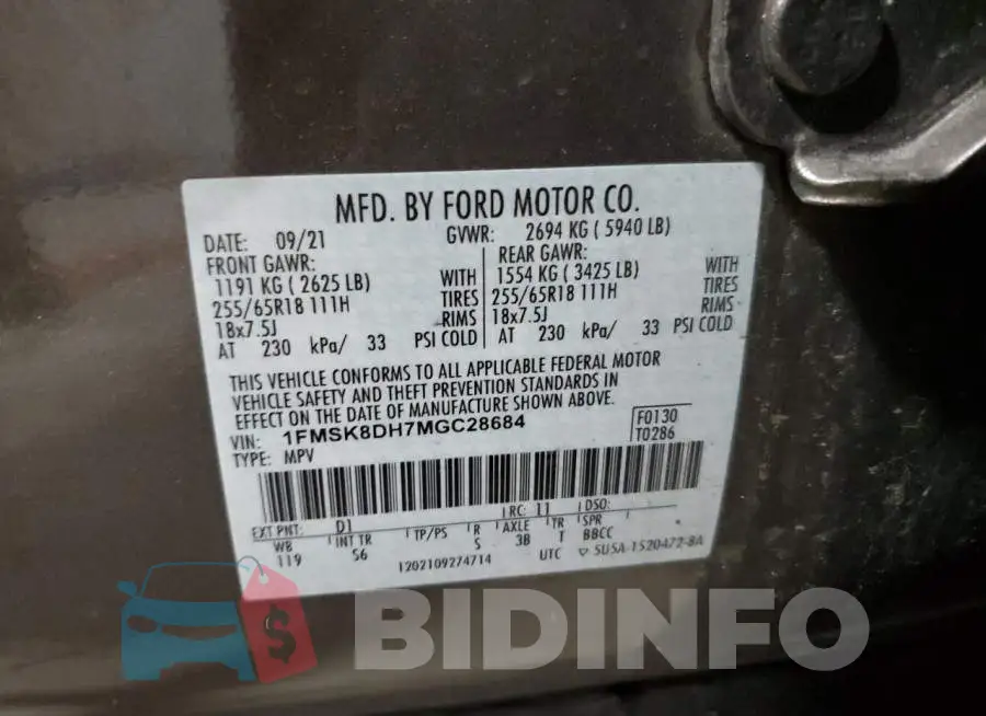 1FMSK8DH7MGC28684 Photo# 12