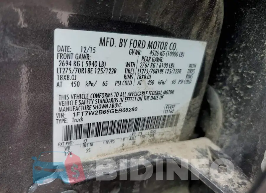 1FT7W2B65GEB66280 Photo# 13