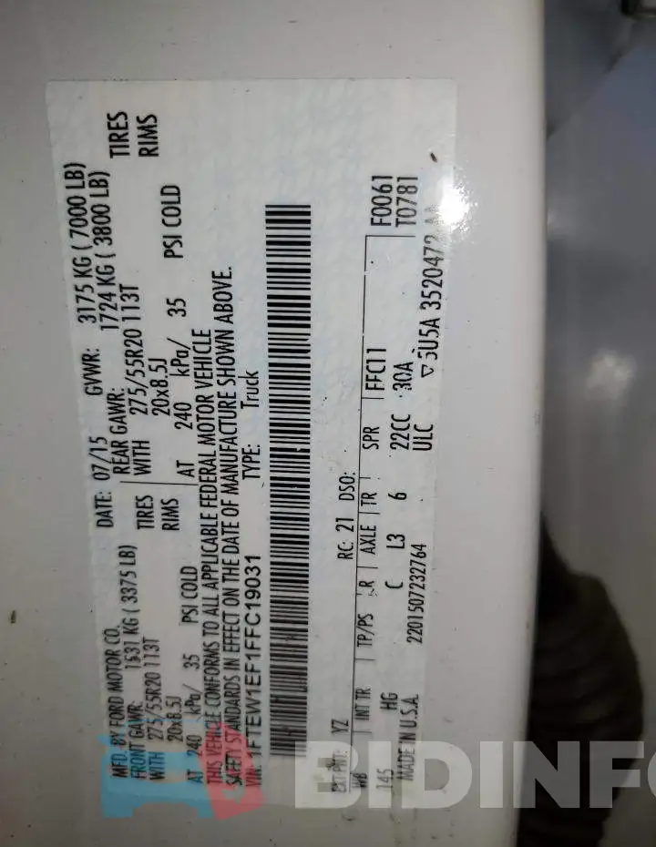 1FTEW1EF1FFC19031 Photo# 12