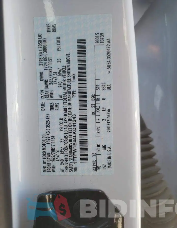 1FTFW1E44LKD41243 Photo# 12