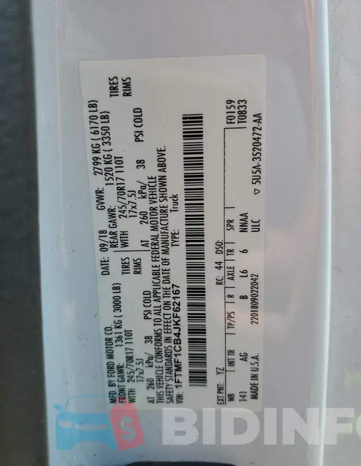 1FTMF1CB4JKF62167 Photo# 12