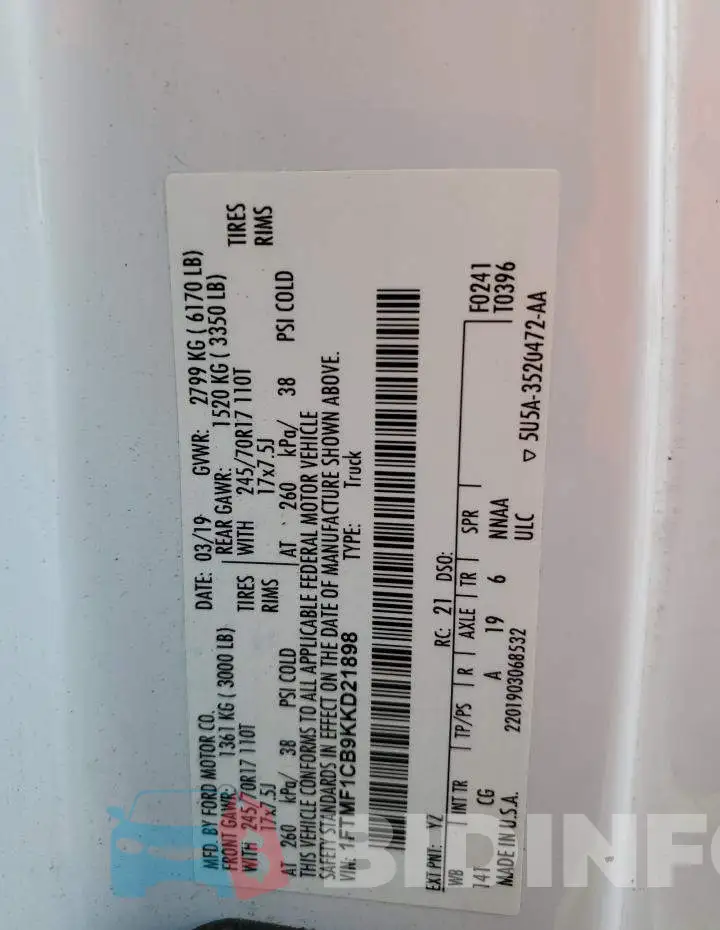 1FTMF1CB9KKD21898 Photo# 12