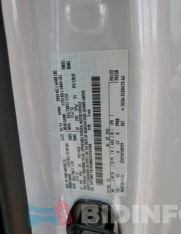 1FTMF1E5XMKD59599 Photo# 12