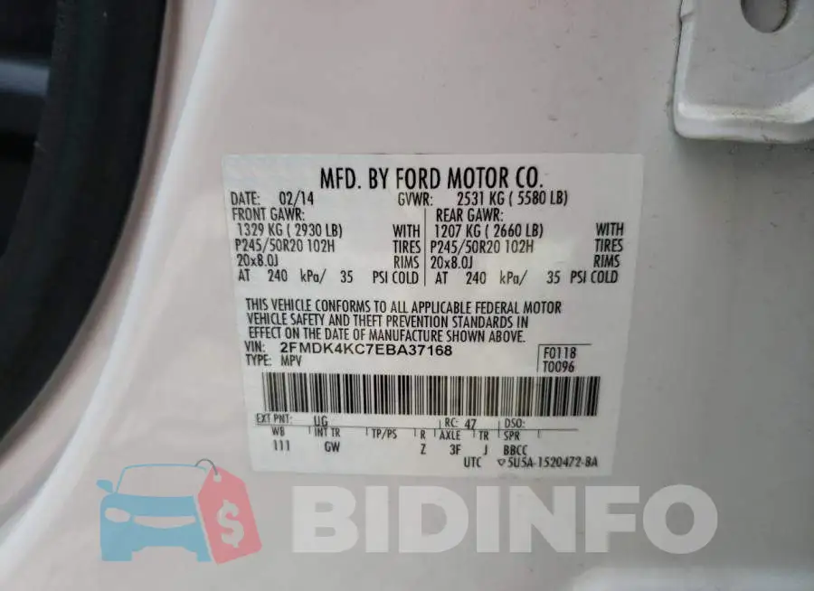 2FMDK4KC7EBA37168 Photo# 13