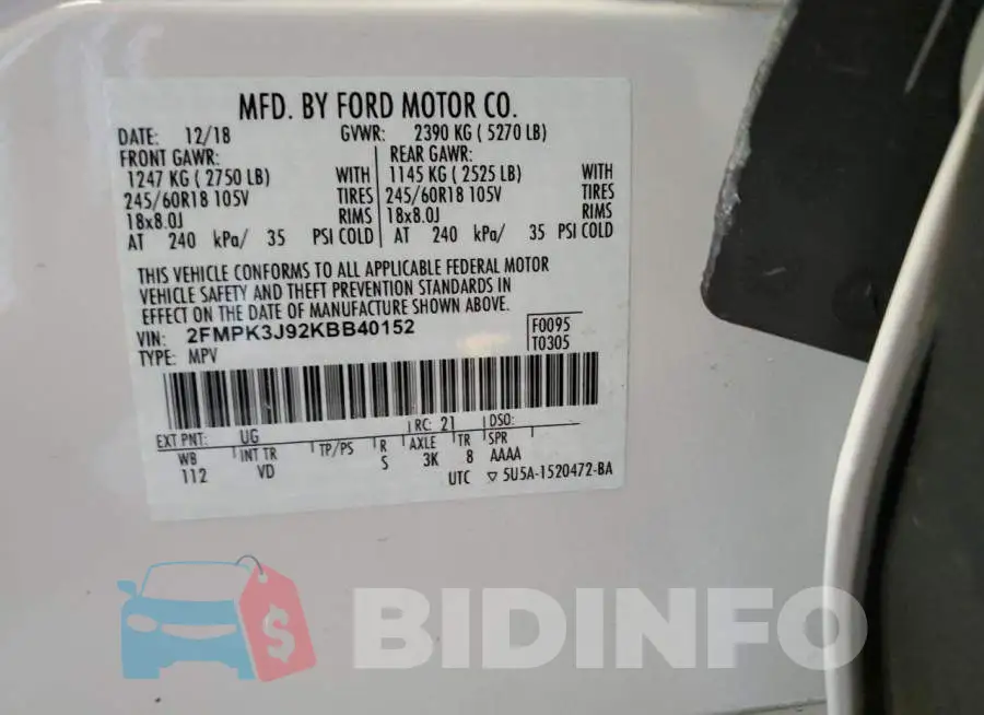 2FMPK3J92KBB40152 Photo# 12