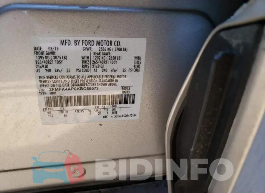 2FMPK4AP0KBC65073 Photo# 13