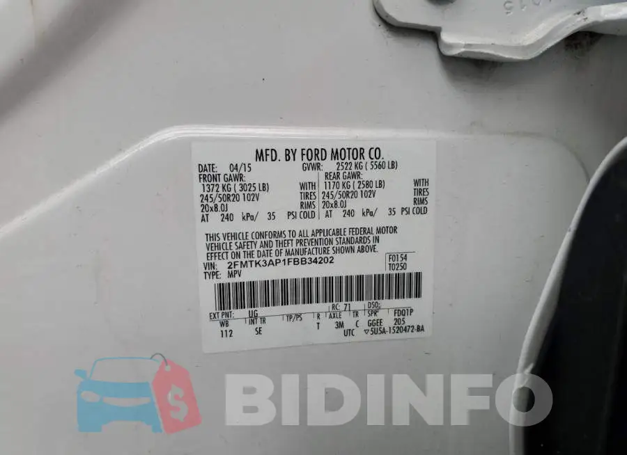 2FMTK3AP1FBB34202 Photo# 13