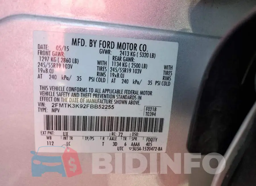 2FMTK3K92FBB52255 Photo# 12