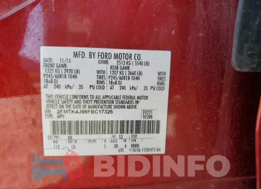 2FMTK4J98FBC17326 Photo# 13