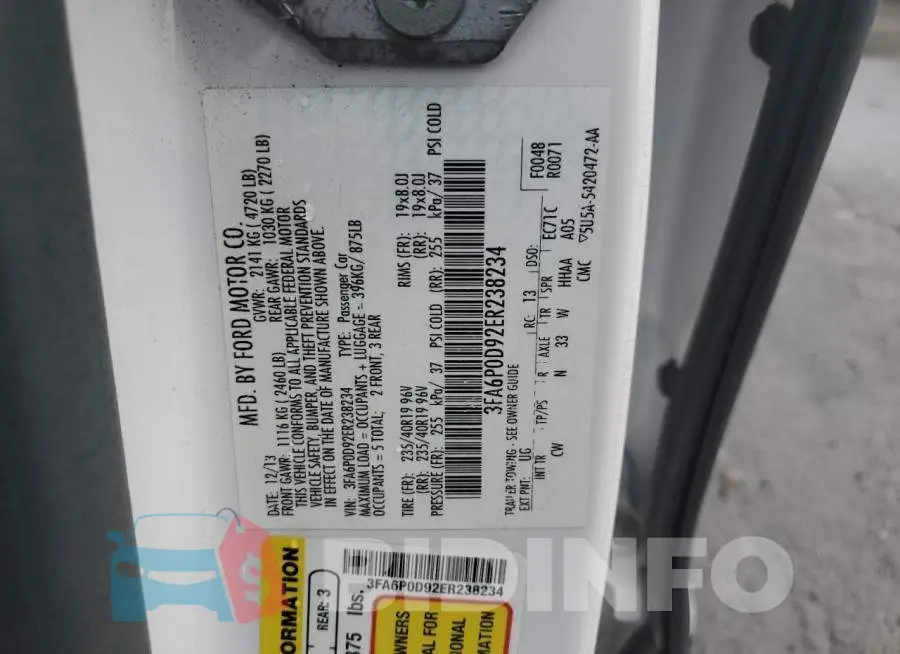 3FA6P0D92ER238234 Photo# 12