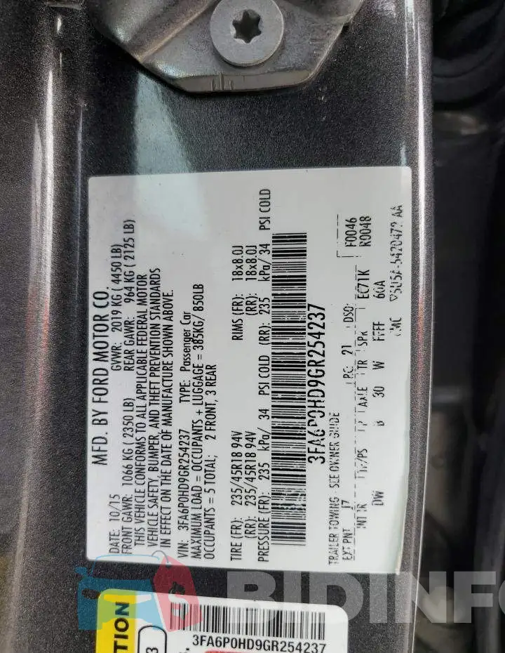 3FA6P0HD9GR254237 Photo# 12