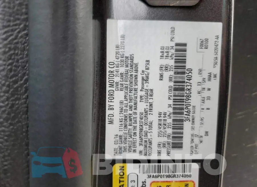 3FA6P0T98GR374050 Photo# 12