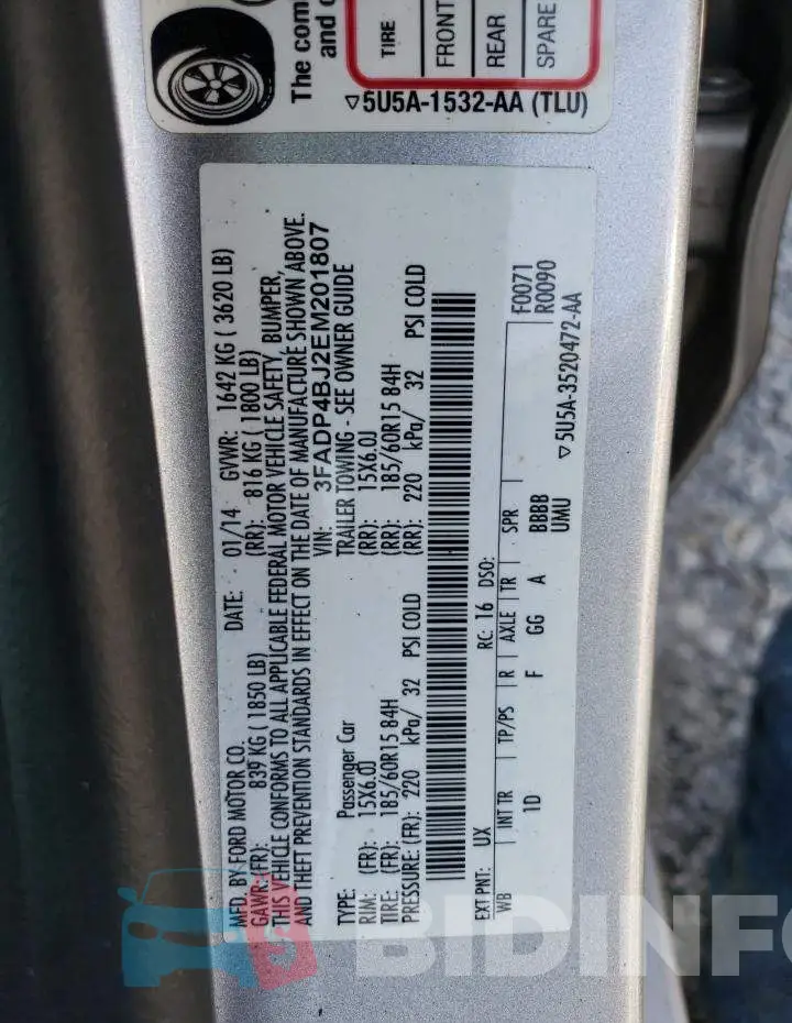 3FADP4BJ2EM201807 Photo# 13