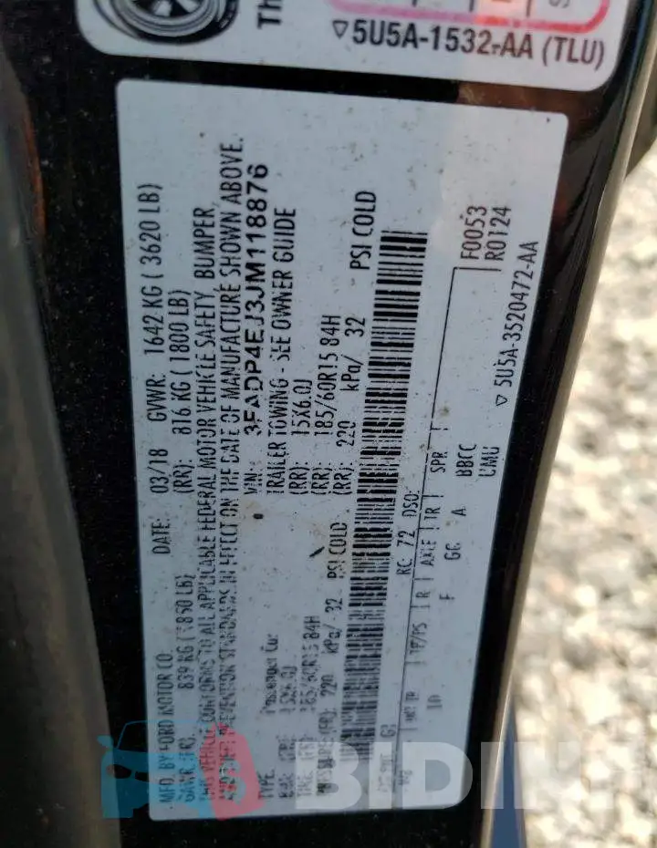 3FADP4EJ3JM118876 Photo# 12