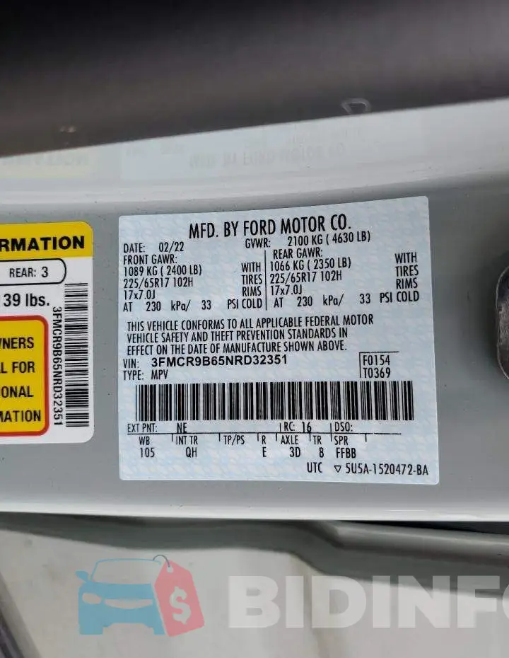 3FMCR9B65NRD32351 Photo# 12