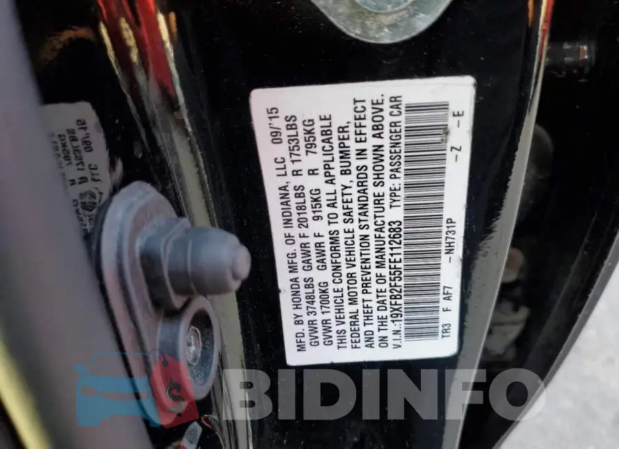 19XFB2F55FE112683 Photo# 12