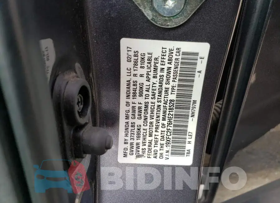19XFC2F76HE218528 Photo# 12