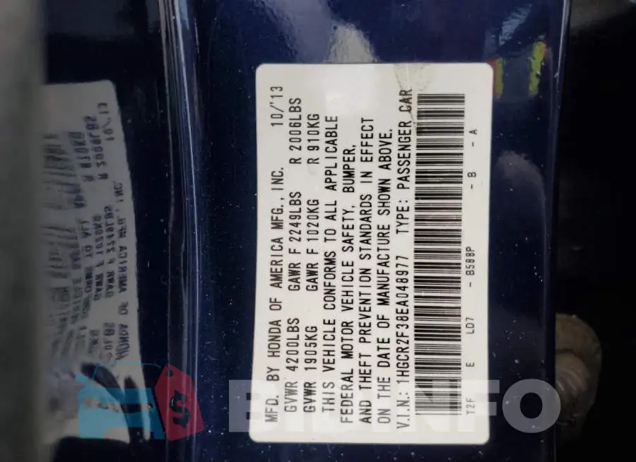 1HGCR2F38EA048977 Photo# 12