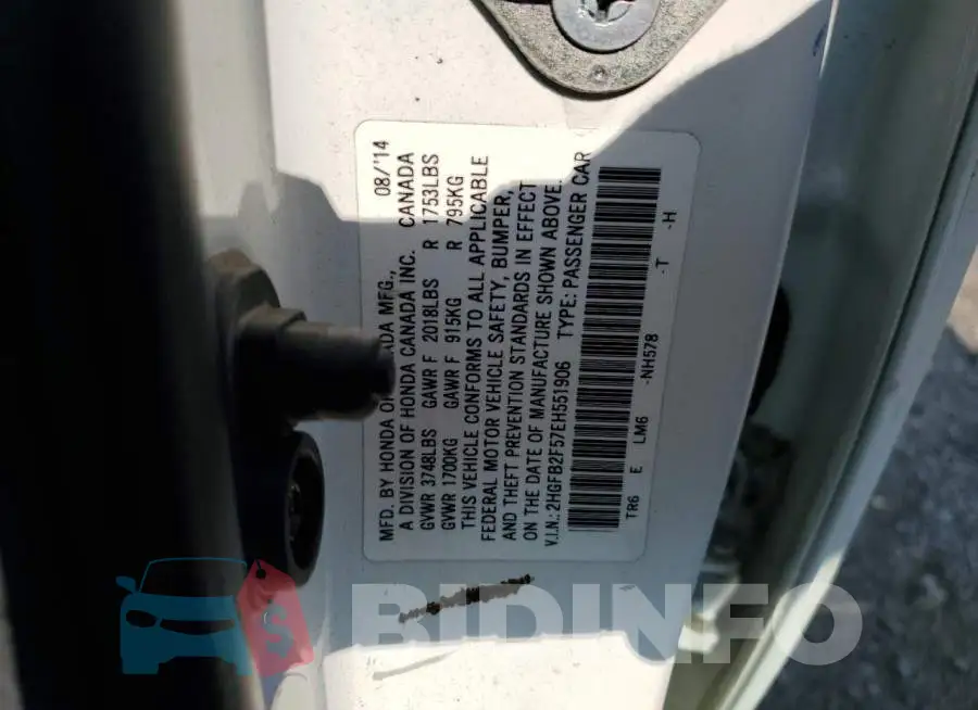2HGFB2F57EH551906 Photo# 12