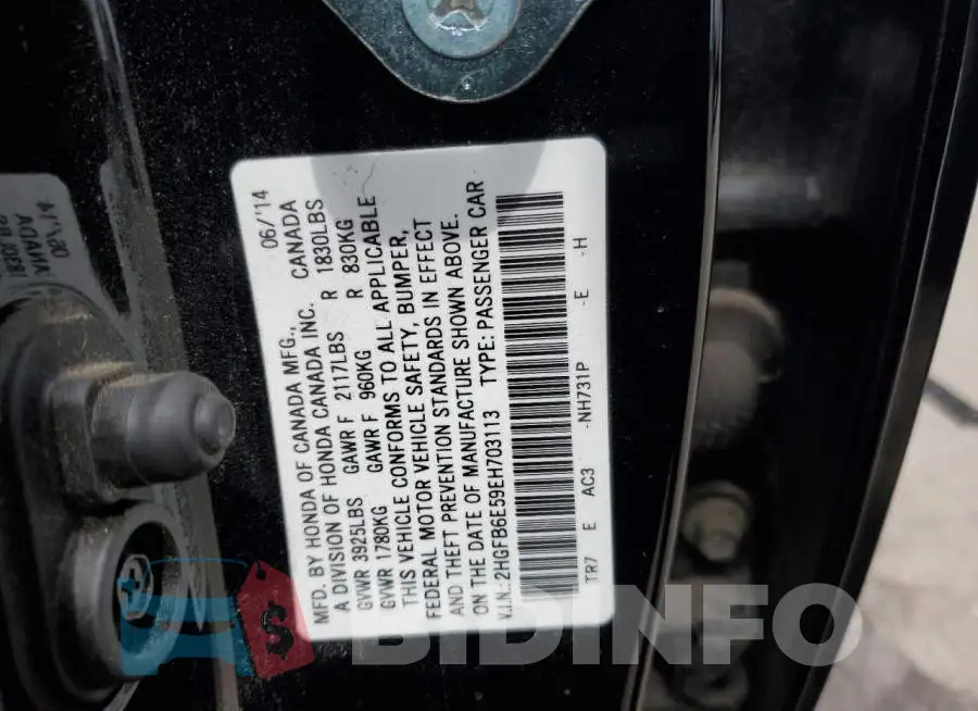 2HGFB6E59EH703113 Photo# 12
