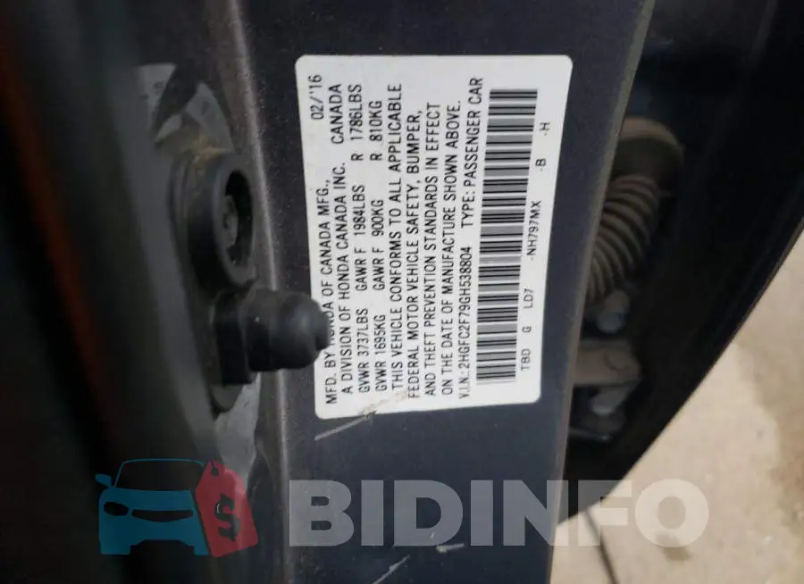 2HGFC2F79GH538804 Photo# 12