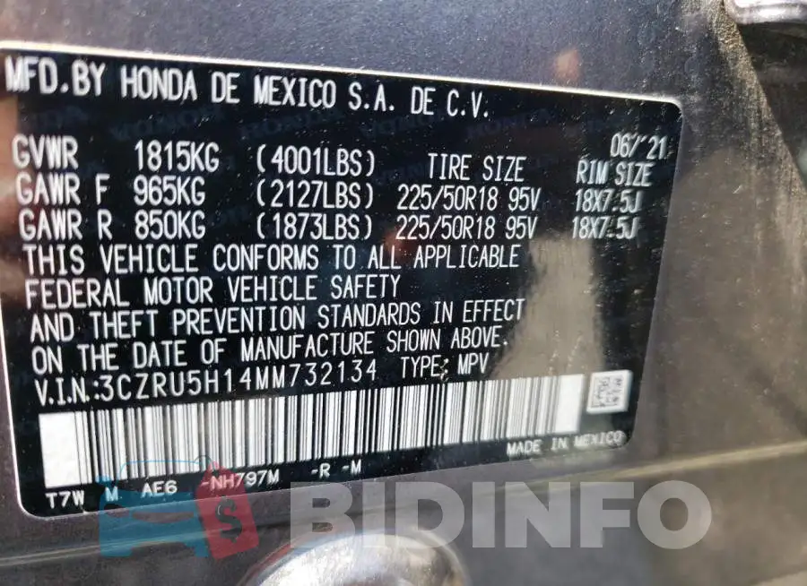 3CZRU5H14MM732134 Photo# 13