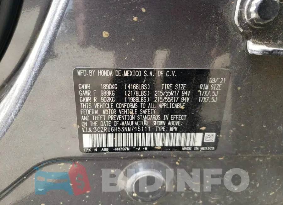 3CZRU6H53NM715111 Photo# 12